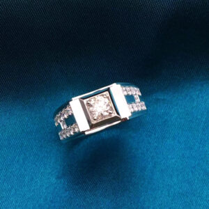 18K Men, White Gold, Diamond Ring