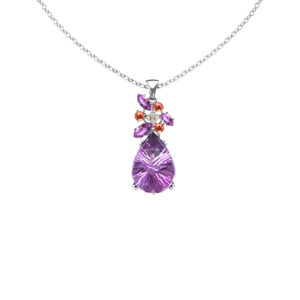18K White Gold, Amethyst, Sapphire, Diamond Necklace