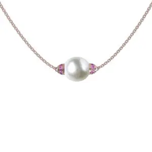 18K Rose Gold, South Sea Pearl  & Pink Sapphire Necklace