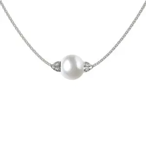 18K White Gold, South Sea Pearl  & Diamond Necklace
