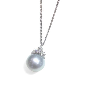 18K White Gold, South Sea Pearl, Diamond Necklace