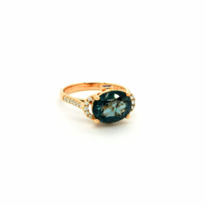 18K Rose Gold, Topaz, Pink Sapphire, Diamond Ring