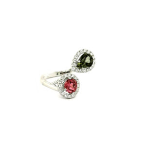 18K White Gold, Tourmaline, Diamond Ring