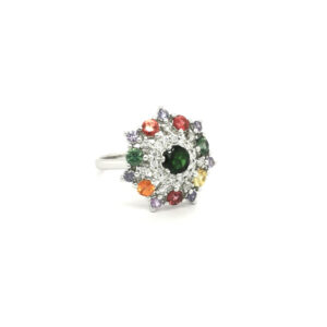 18K White Gold, Tourmaline, Pink Sapphire, Diamond Ring