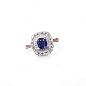 18K White Gold, Sapphire, Diamond Ring